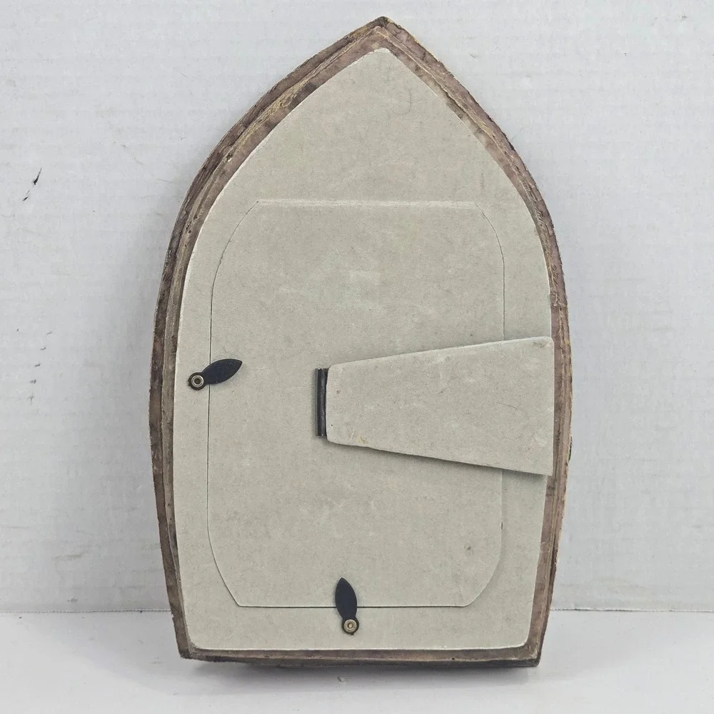 Vtg Fishing Photo Frame Resin 3D Boat Shape w Lake House Decor